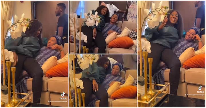 TrendingÂ  "Two Celebrity legends": Adorable Video of Mercy Johnson Sitting in Patience Ozokwo Arm and Referring to Her as a Daughter